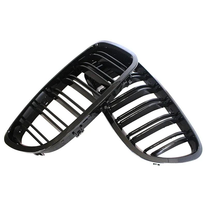 Front Kidney Double Slat Grill Grille For BMW 5 Series F10 F11 F18 2010 2011 2012 2013-2017 Dual Line Glossy Black Racing Grills