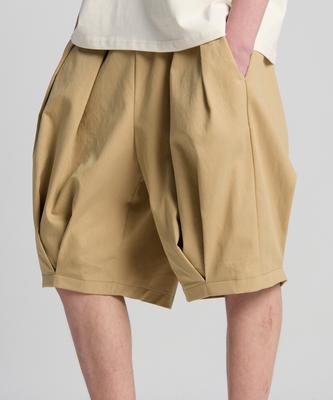 TENER Open Balloon Bermuda Cotton Pants Beige