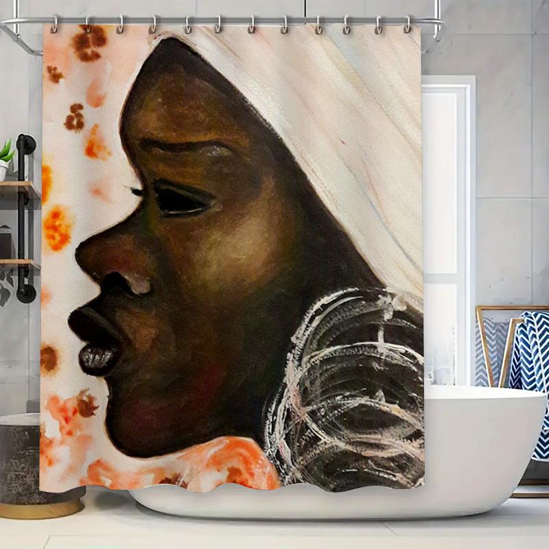 

Unique Watercolor African Face Shower Curtain For Bathroom Decor Black Woman Portrait Artistic Design Fabric Printing Waterproof W60H190(CM)-1 Pcs