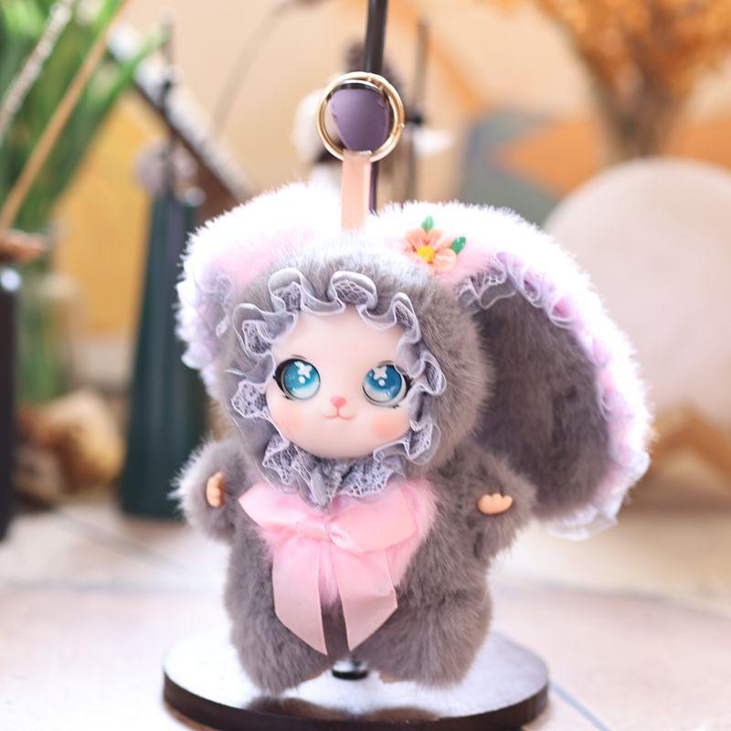 Sevimli Tavşan Peluş Vinil Bebek Anahtarlık 1 Adet Hayvan Kolye Ucu Oyuncak Kız Çocuk Çantası Süsleri Ev Dekorasyonu İçin
