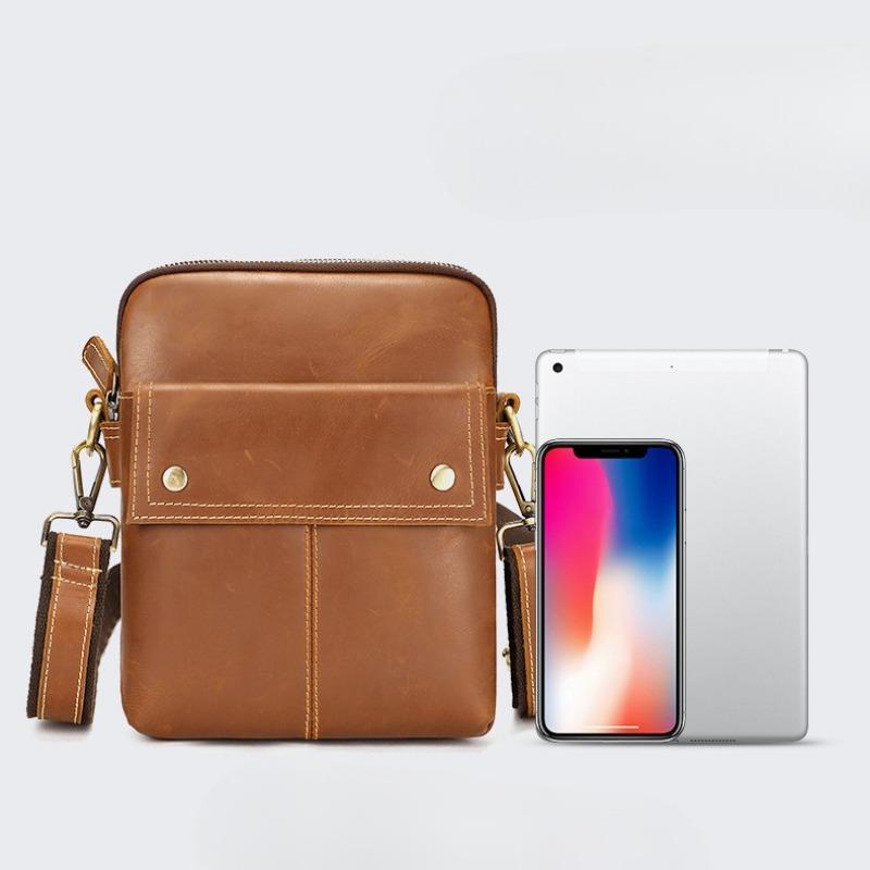 Umhängetasche Vielseitige Retro-Einzel-Schultertasche Modische Freizeittasche aus echtem Leder mit großem Fassungsvermögen