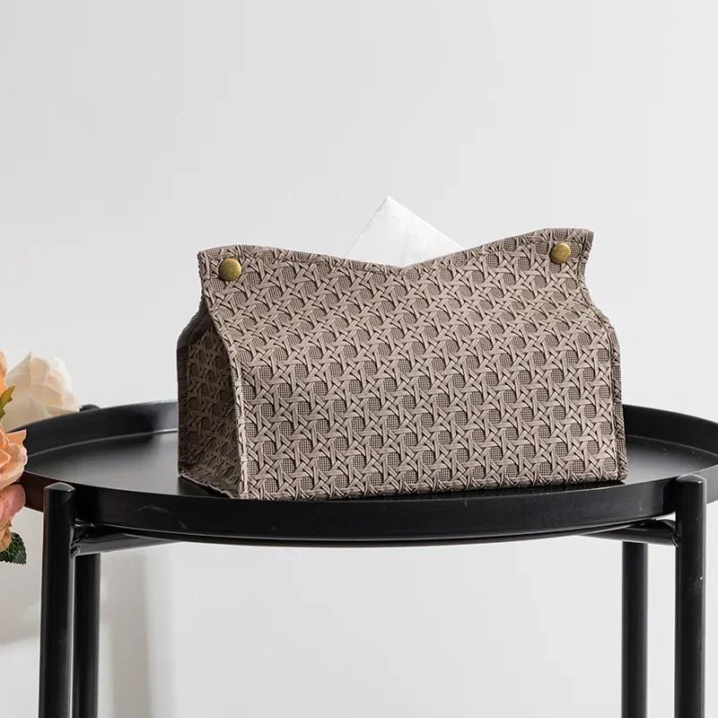 Coffee Table PU Leather Tissue Box Nordic Explosion-style Household Living Room Simple Plain Paper Box