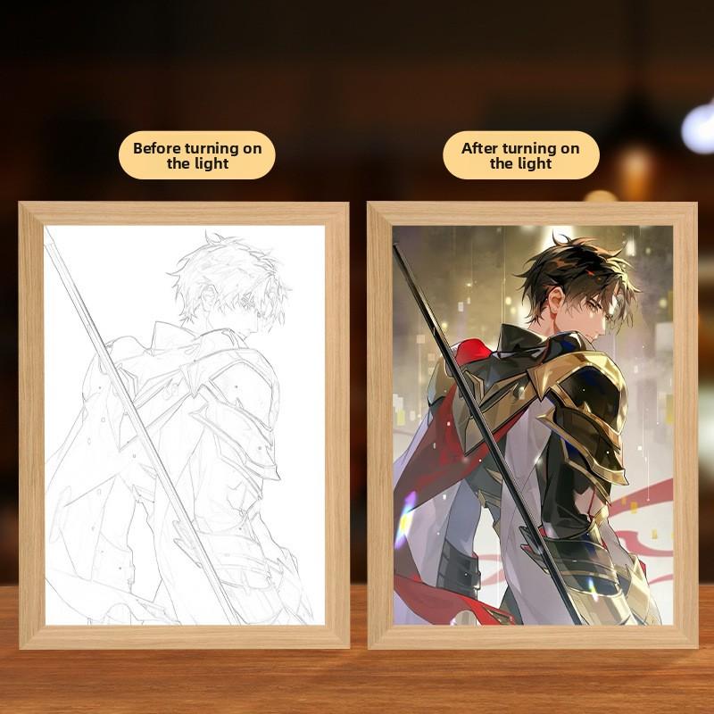 23cm/9.06in Light Painting Full Time Expert Cartoon Color Box 3D Anime Peripherals Night Collectible Bedside Decoration Toy Gift