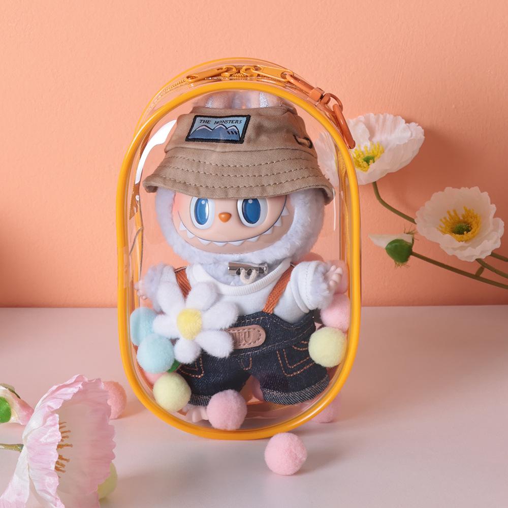 18cm High-Transparency Vinyl Doll Case - Multicolor Stroller Bag with Hanging Option for Anime Collectibles