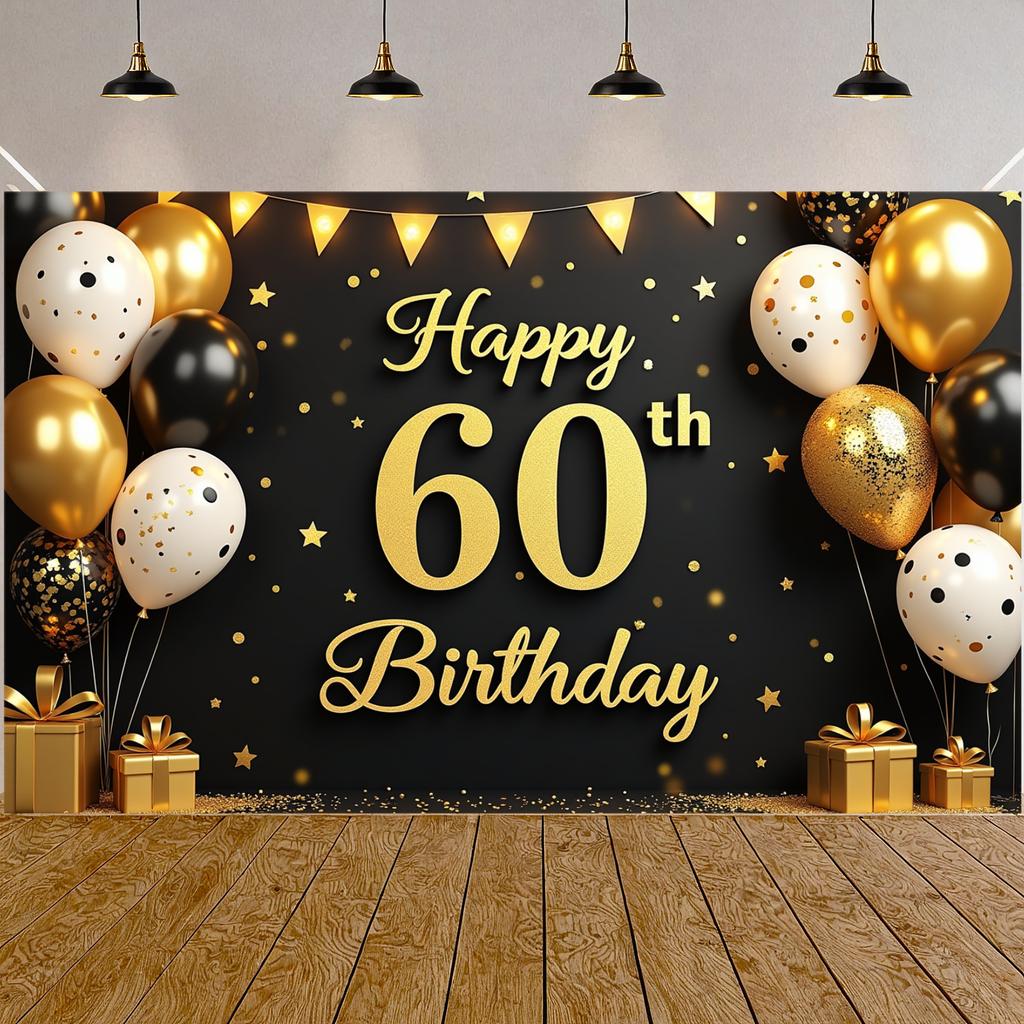 Birthday Celebration Backdrop Balloon Decorations Milestone Birthday Background 60th Birthday Display Luxury Design