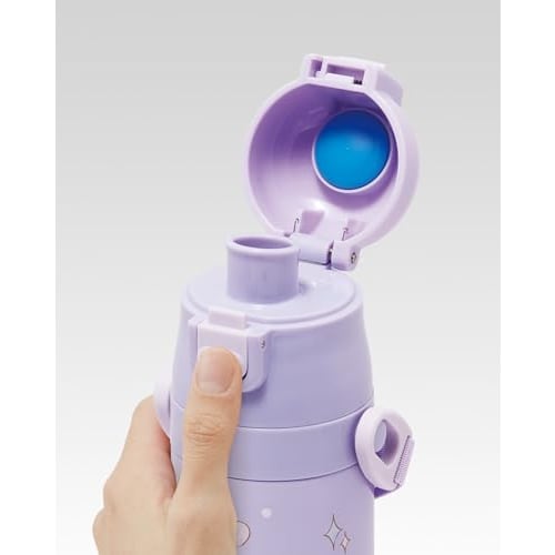 Skater Children's Stainless Steel Water Bottle, 2-Way, 470ml (Direct Drinking) or 430ml (Cup Drinking), Child-Friendly and Lightweight, Sanrio Kuromi