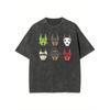 Water-Washed Men'S T-Shirt, Fun Dog Print, High-Quality , Machine Washable, Certain Thickness for Summer T-Shirts, Outdoor Activities, Holiday Gifts