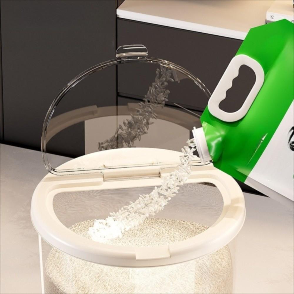 Round Shape Rice Sealed Box Insect-proof Dry Food Dispenser New Rice Storage Container Kitchen Use