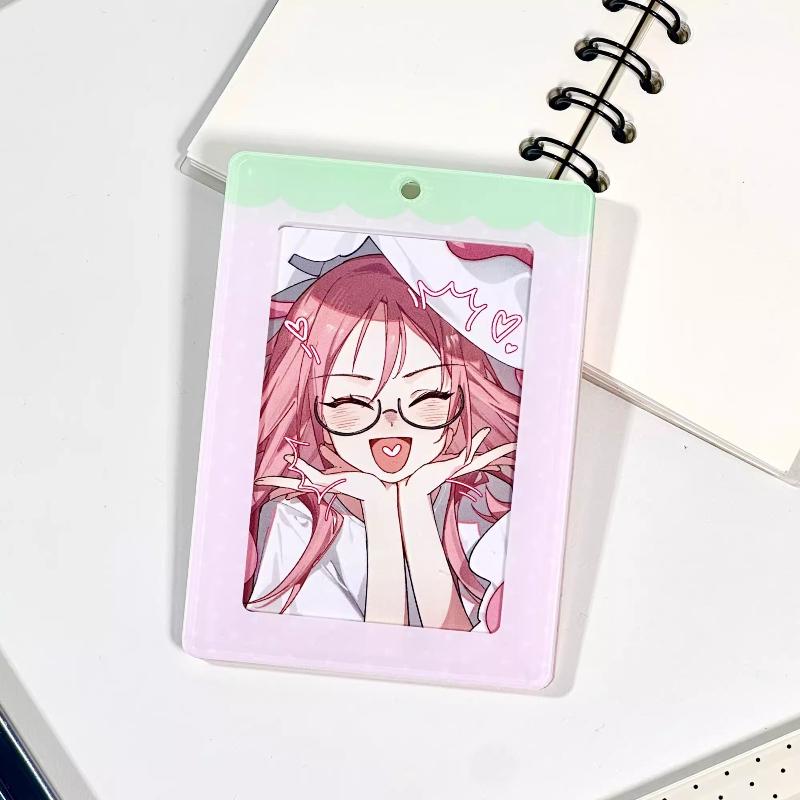 Akrylfotoram med prickar med hållare Retrostil Korthållare 3 tum Kpop Fotokort Skyddsfodral Fotokortsfickor Ny