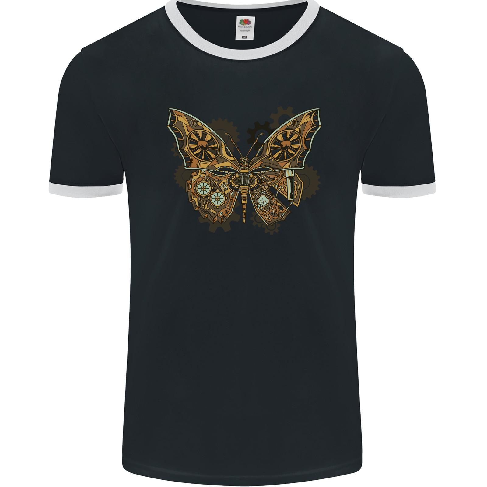26 Steampunk Butterfly Butterflies Mens Ringer T-Shirt FotL Unisex T-Shirt L
