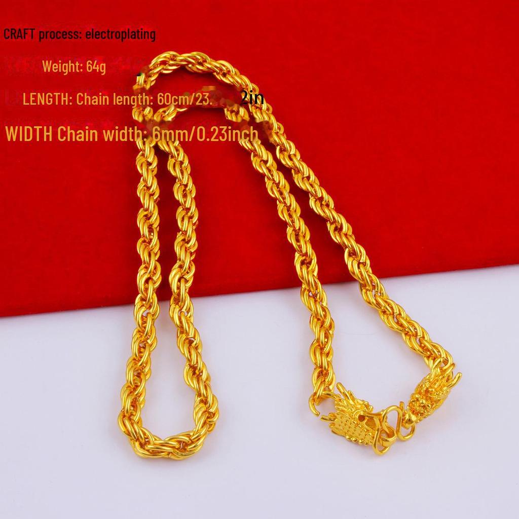 Men's Alloy Gold-Tone Necklace – Bold, Durable, Street Style Accessory