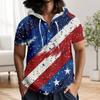 Men'S Casual Short Sleeved Hooded Top Buttoned Open Neck T-Shirt