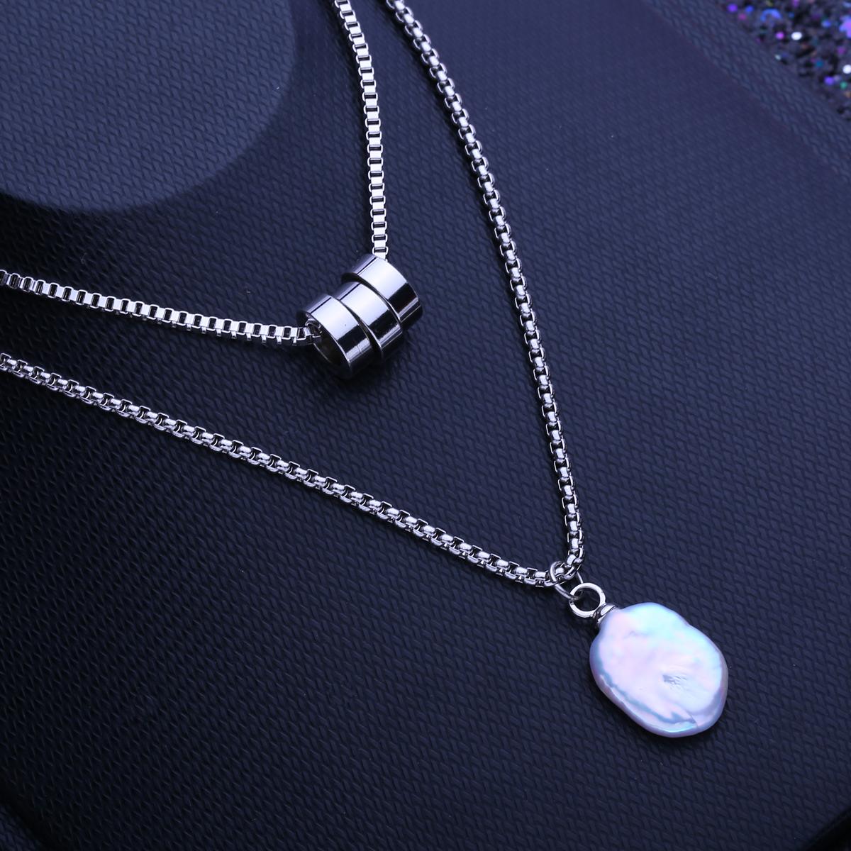 

LSOOYH натуральный пресноводный 12-16 мм большой барочный жемчуг титановая сталь ожерелья классический кулон вечеринка подарки для женщин белый