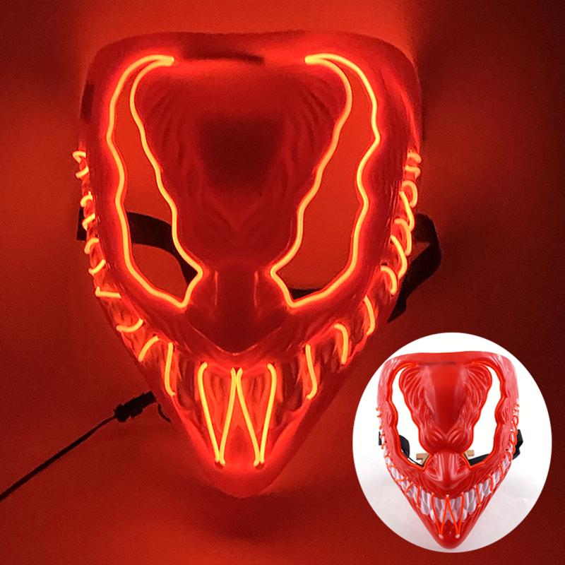 New Personalized Creative Halloween Led Glow Neon Terror Fluorescent Mask Mask