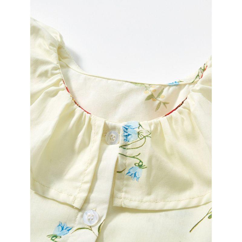 Girl Dress Pure Cotton Print Vest Dress Doll Type Dress Children's Summer Clothing Beige Sleeveless Princess Dress 56
