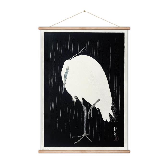 Bannière - kokonote - aigrette sous la pluie - tissu soyeux - 71x53 cm - produit officiel japonais