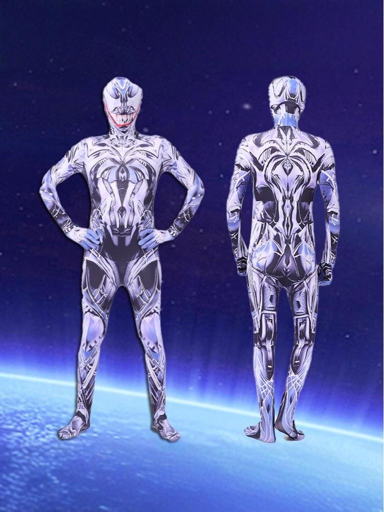 Venom Superhero Bodysuit Halloween Costume: Spiderman & Black Panther Cosplay Jumpsuit