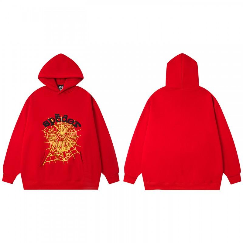 Sp5der Spider Web Foam Print Fleece Hoodie Loose Fit Hip Hop Sweatshirt Men Women