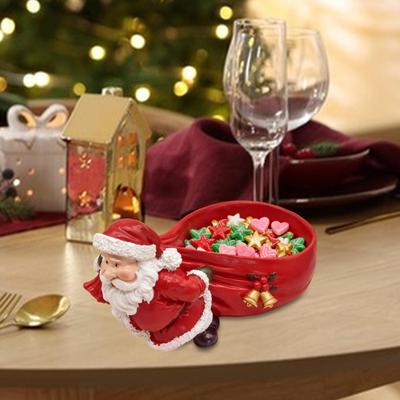 Christmas Sculpture Bowl Resin Festive Figurine Storage Box Luxury Home Decoration Ornaments for Living Room Shelf