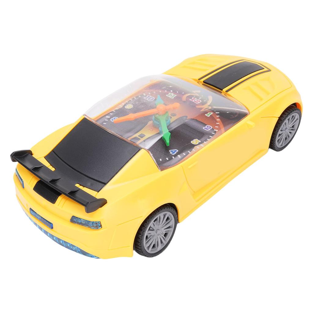 Electric Universal Clock Racing Car Colorful Light Music Small Yellow Toy Car for Boys