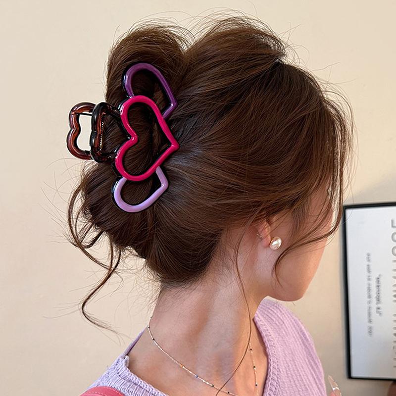 Pinces à cheveux cœur couleur contrastée pour femmes Pince à cheveux Pinces à cheveux Barrettes Filles Accessoires pour cheveux Coiffure Cadeaux