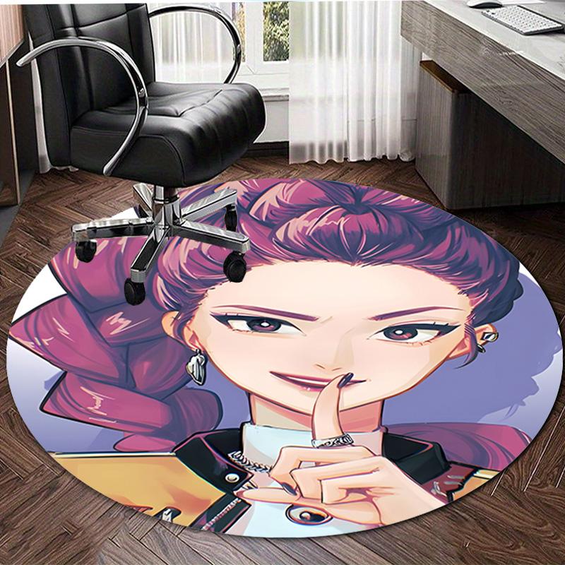 1pc KPop Demon Hunters RUMI6 Design Printed Area Round Carpet for Bedroom Living Room Home Decor Rugs Mat Non Slip Mat Rug for Bedside