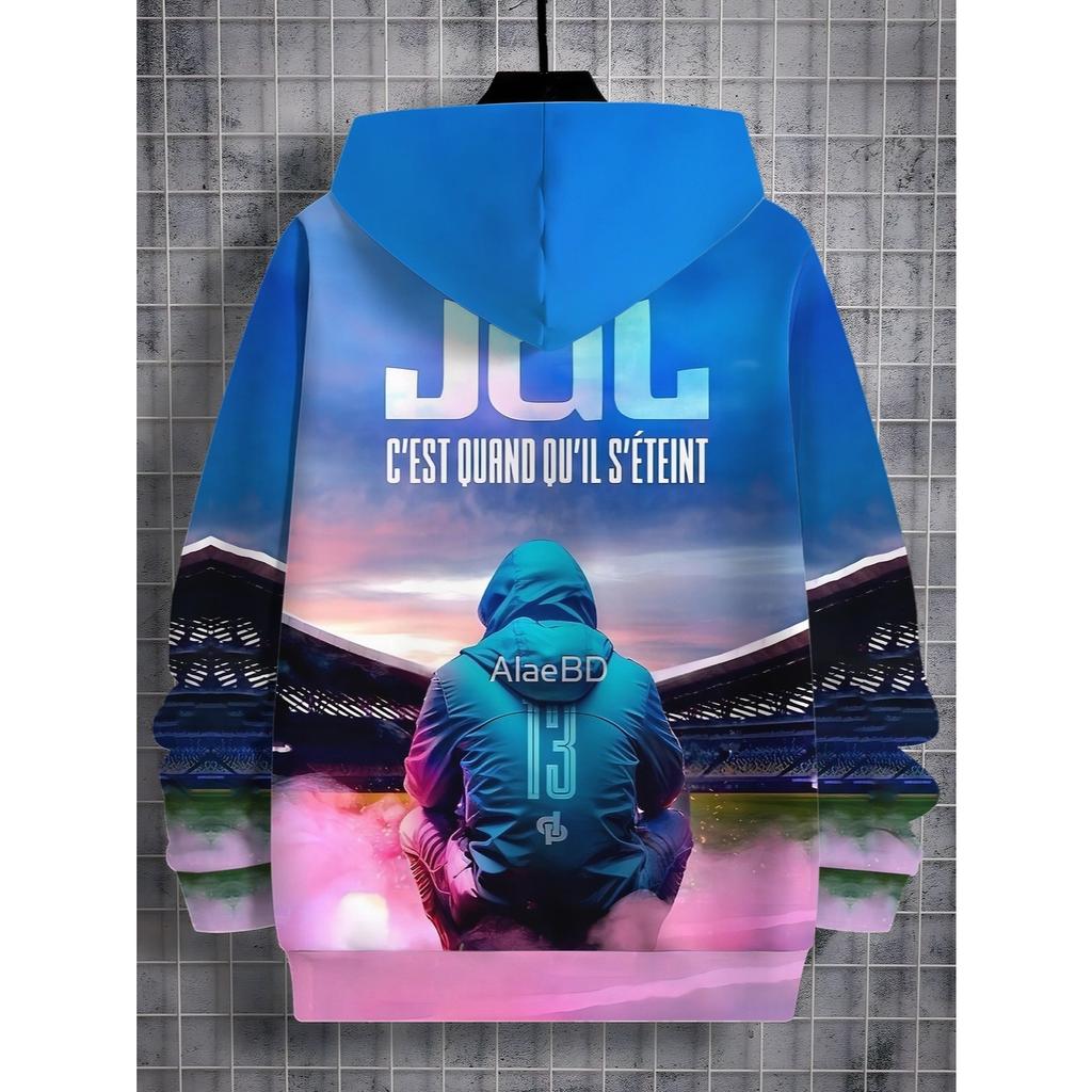 3D Digital Print JUL Court Atmosphere Backdrop Hooded Sweatshirt, Trendy Casual Kids' Wear