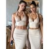 European and American Elegant Ins Holiday Style Sexy Set Gyaru Backless Top Half-Length Skirts Vest Outer Wear Two-piece Set