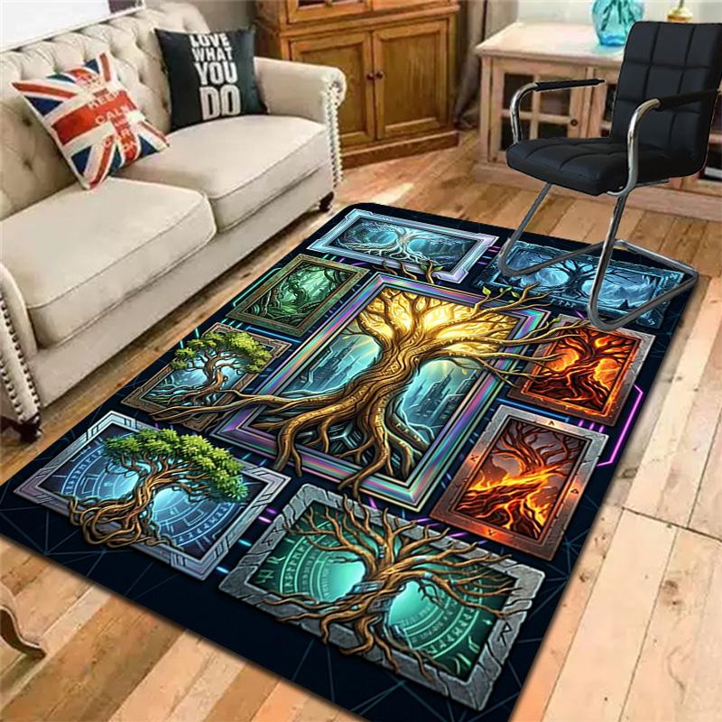 Tree Elements Pattern Rug Floor Mat for Living Room or Bedroom Soft and Comfortable Carpet a Gift for Birthday and Holiday.