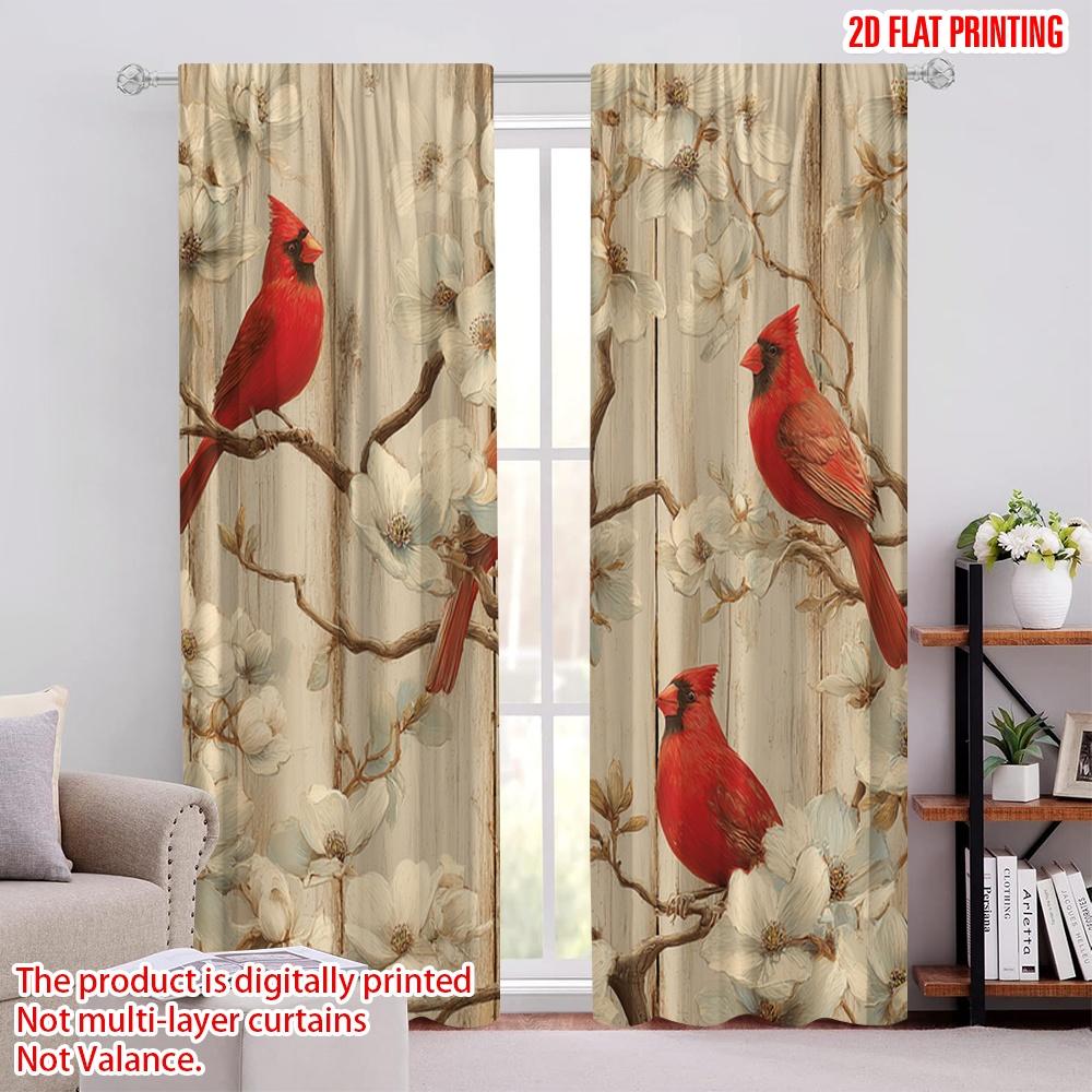 

2pcs,2D plane printing Popular Curtain Panels Cardinal Symphony Versatile Polyester Fabric (without rod) All Seasons for 52.50 × 116.00 cm 2 pcs