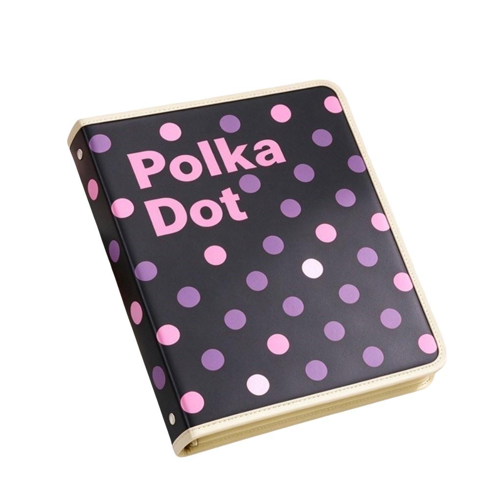 Polka Dot Print A4 Binder PP Notebook Shell High Quality Document Storage Case School Office