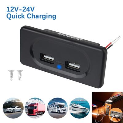 USB zásuvka nabíjačka Dvojitá USB zásuvka nabíjačka Pre karavan, obytný automobil, loď, autobus, nákladné auto PD3.0 Typ-C port Adaptér LED svetlo Panel rýchleho nabíjania Držiak na stenu 12/24V
