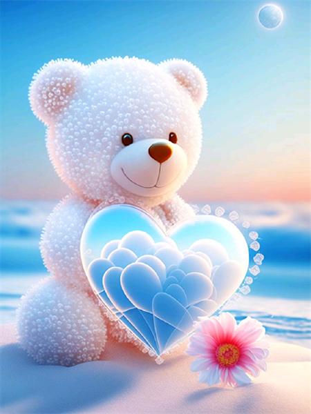 Diamond Painting Set Bear Heart Full Square/Round Embroidery Mosaic Animal Handmade Gift Home Decor