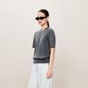 LESS 2024 Autumn Lambswool Cashmere Round Neck Short Sleeve Sweater