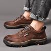 Chaussures de Randonnée Décontractées en Cuir Style Britannique pour Homme - Bout Rond Confortable, Parfaites pour le Printemps et l'Automne
