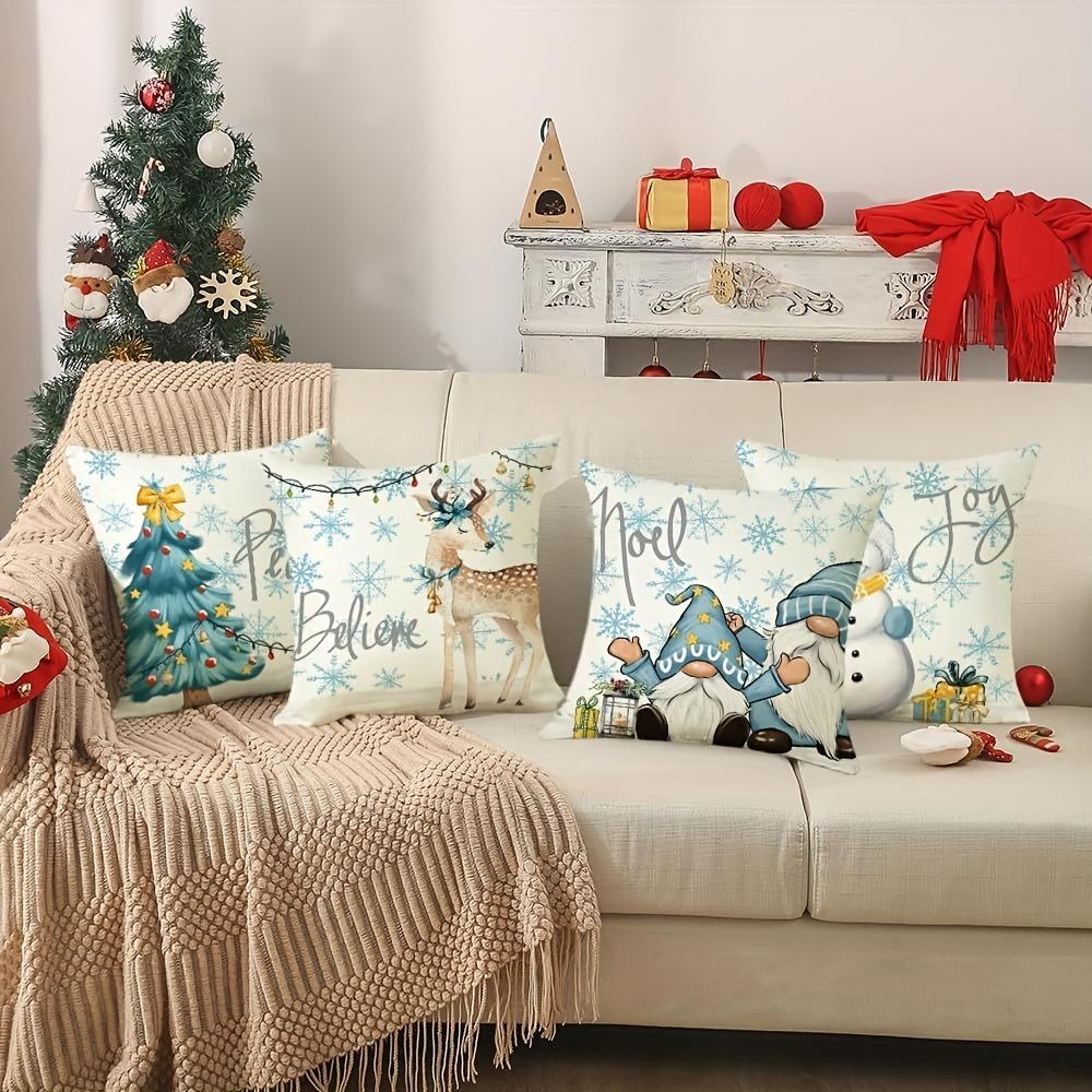 Christmas Pillowcases: Peace, Joy, Believe with Festive Gnomes and Snowman Designs Sofa bed cushion cover,home decoration