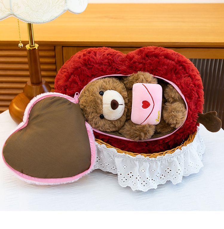Heart-Shaped Hugging Bear Plush Doll - Perfect Valentine s or Birthday Gift 25cm