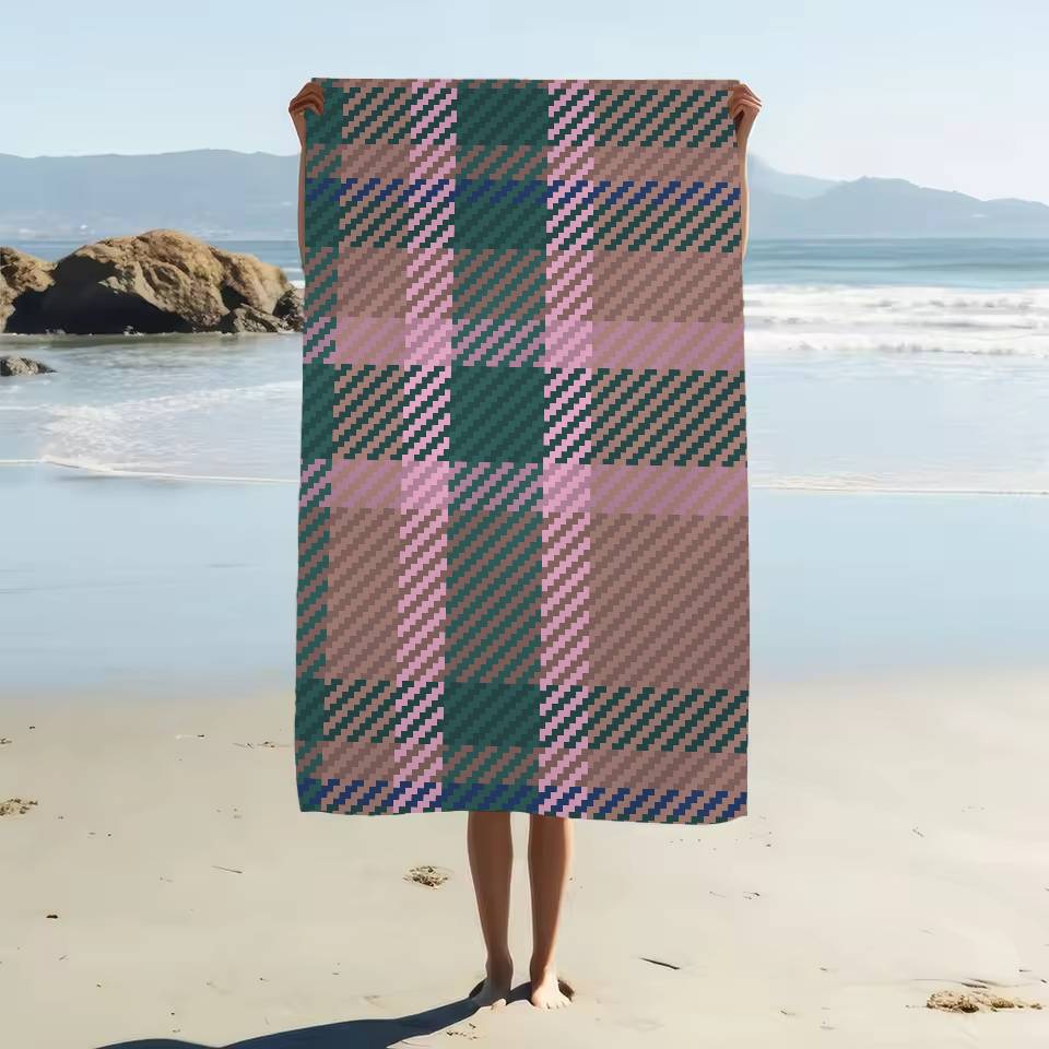 Schottischer Tartan-Print Mikrofaser Strandtuch Saugfähig Schnelltrocknend Weich Yoga Schwimmen Resort Bergsteigen Handtuch