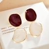 French drip glaze pleated round stud earrings women's light luxury niche design high-end temperament earrings burgundy retro earrings