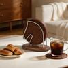 Round Silicone Heat Resistant Coaster Set with Walnut Wood Storage Holder,Non Slip Cup Mats for Coffee Tea Mug Table Protection