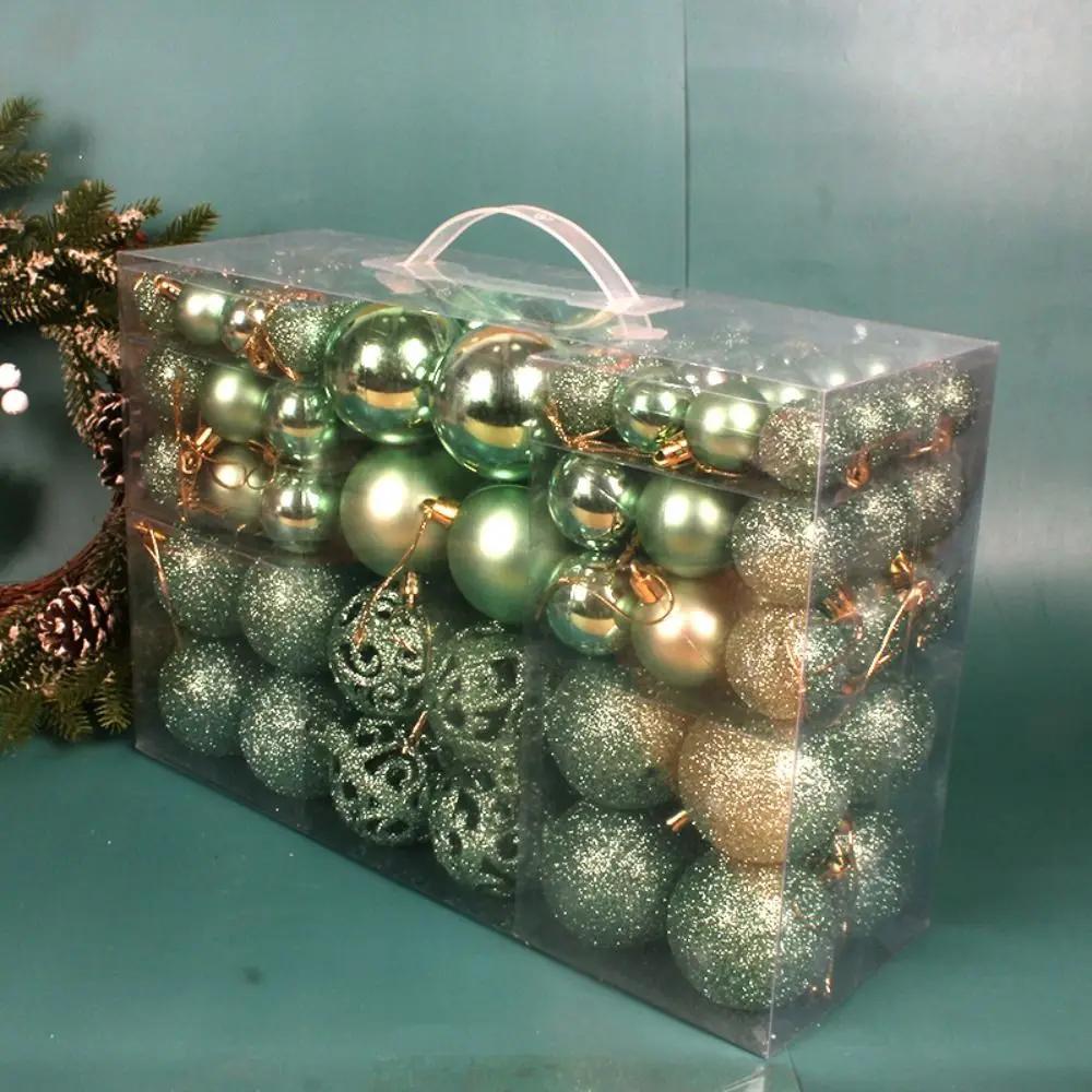 100PCS Fashion Plastic Christmas Ball Set 18 Colors 8cm Christmas Tree Balls Suspensable Xmas Baubles Showcase