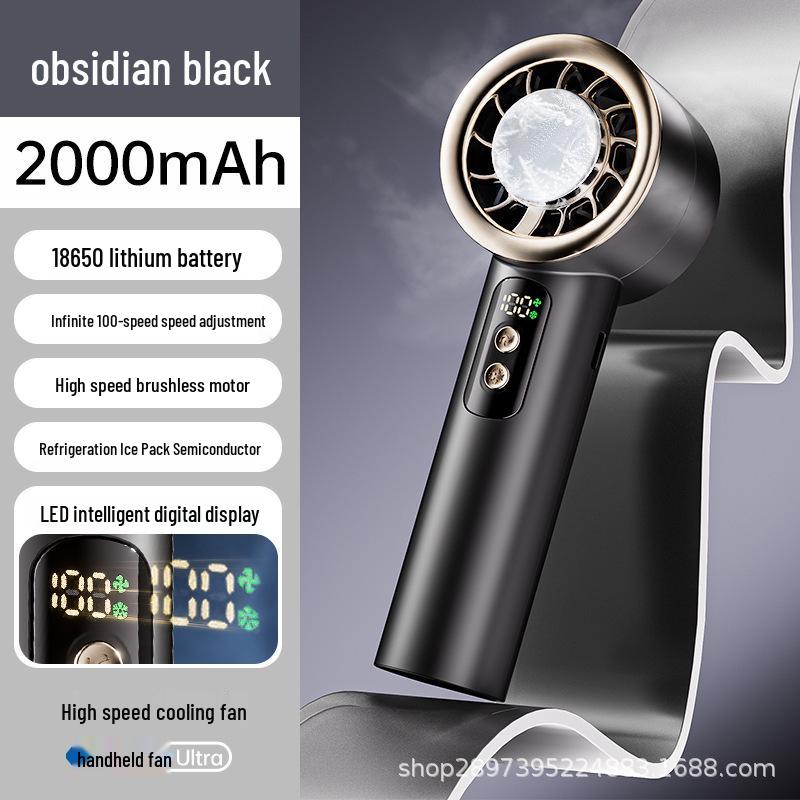 Handheld Mini Rechargeable Turbine Fan with Cooling Ice Pack for Desktop Use