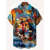 Retro Fashion Printed Pirate Pattern Men's Shirt Summer Street Beach Shirt Hip Hop Cool Shirt