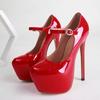 2024 Spring Autumn Women Platform Pumps Black Round Toe Buckle Strap 17CM Super High Heels Pole Dance Shoes Stiletto Mujer