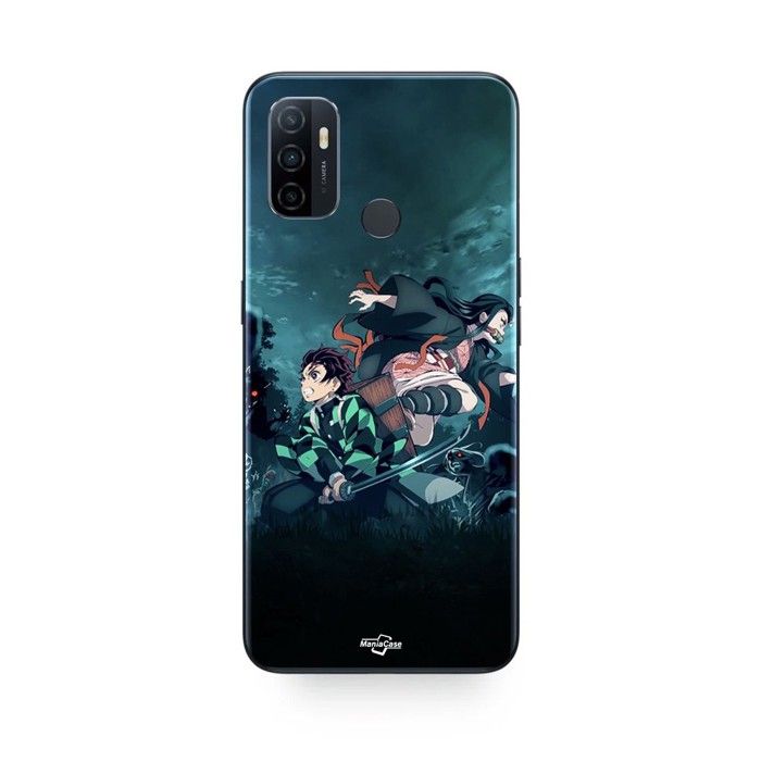 Coque de téléphone - MANIACASE - Oppo A32 - Silicone TPU - Noir - Demon Slayer