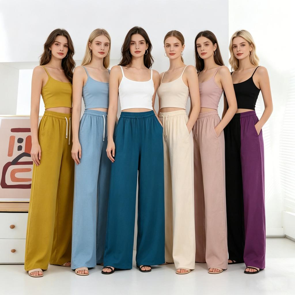 Women's Cotton Rayon Wide Leg Pants With Pockets Straight Leg Loose Plus Size Flattering Spring Summer Casual Outdoor Trousers