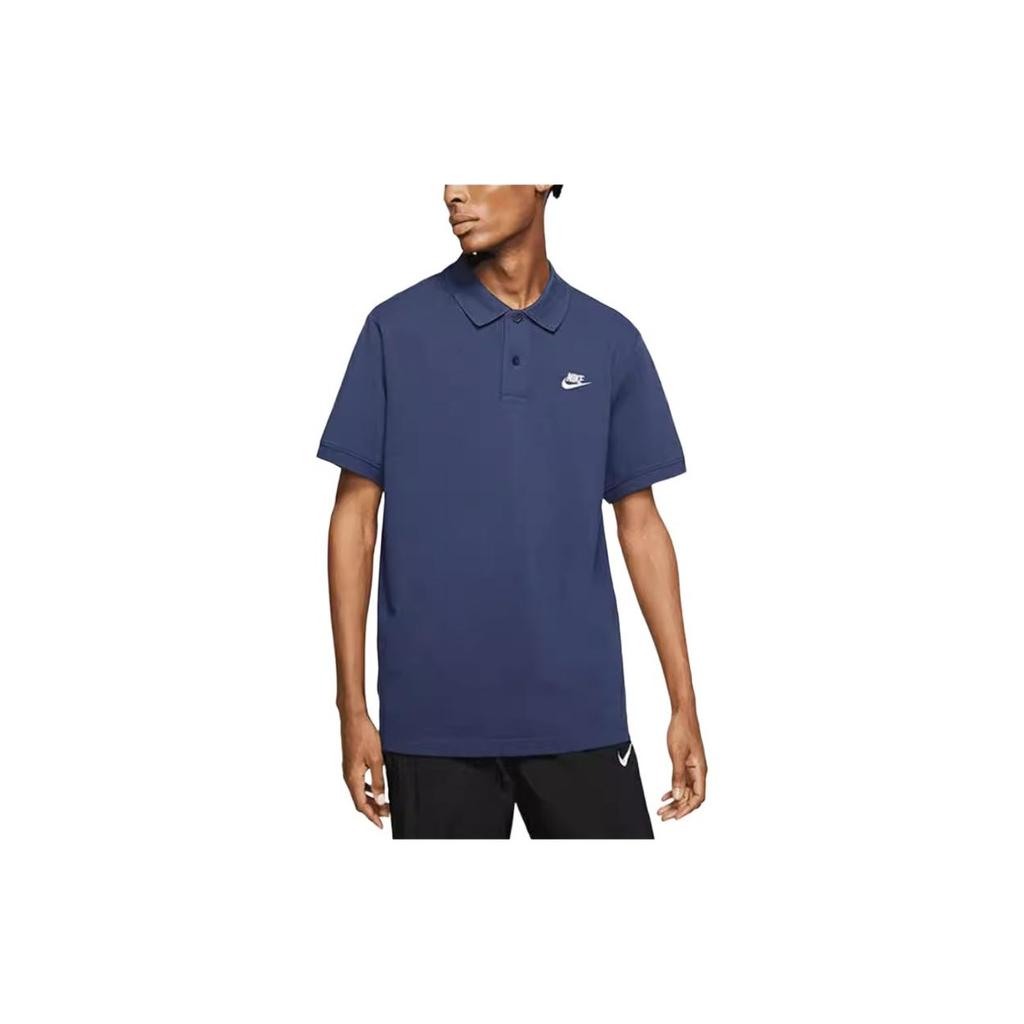 Nike Casual Solid Color Loose Short Sleeve Polo Shirt Men Tops Navy-Blue CJ4457-410