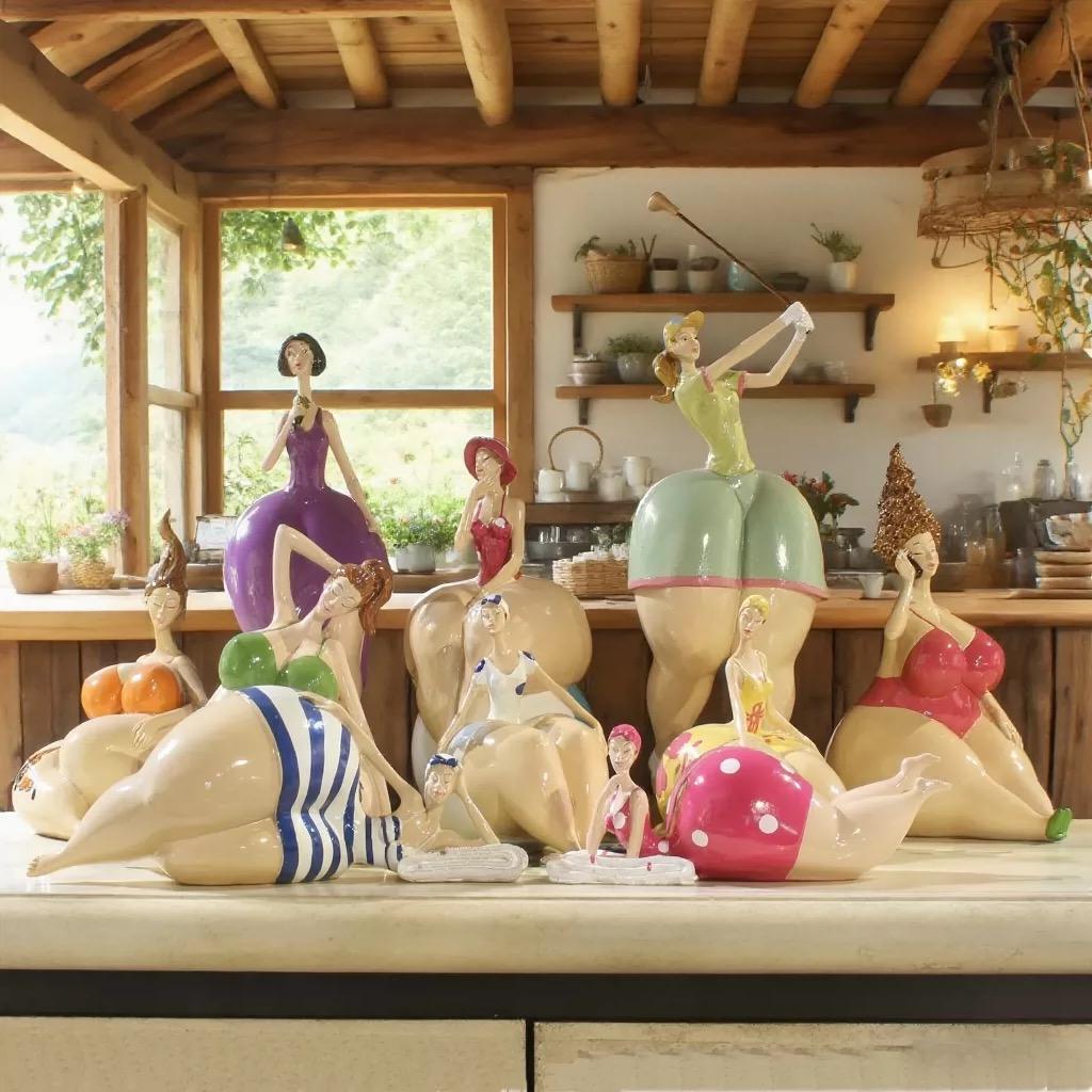 Nordische Golf-Lady Harzfigur, Elegantes Sportmädchen Yoga-Stil Dekorative Statue für Wohnzimmer Heimdekoration
