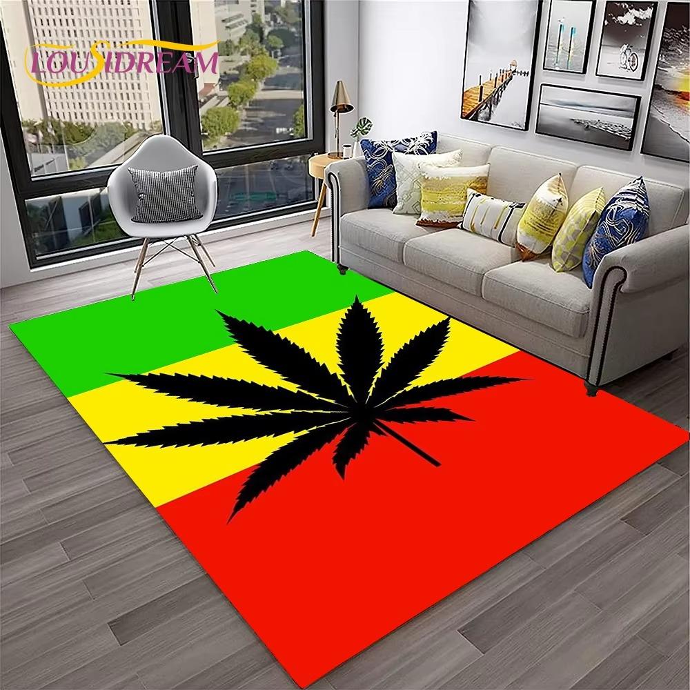 Weed Plants Maple Leaf Carpet Rug for Home Living Room Bedroom Sofa Playroom Doormat Kitchen Decor Area Rug Non-slip Floor Mat