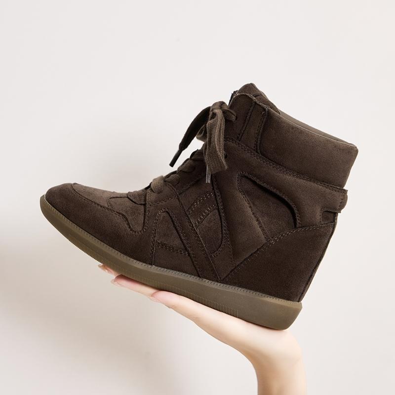 Damen High Top Sneaker Antirutsch Bequeme Knöchelhohe Stiefel und Kurze Stiefel Damen Unsichtbar Höhensteigernde Damenschuhe